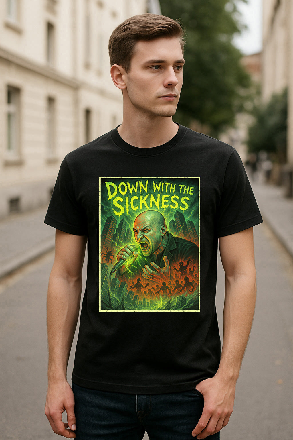 “Down With The Sickness” Unisex T-Shirt – Disturbed Inspired Heavy Metal Band Graphic Tee