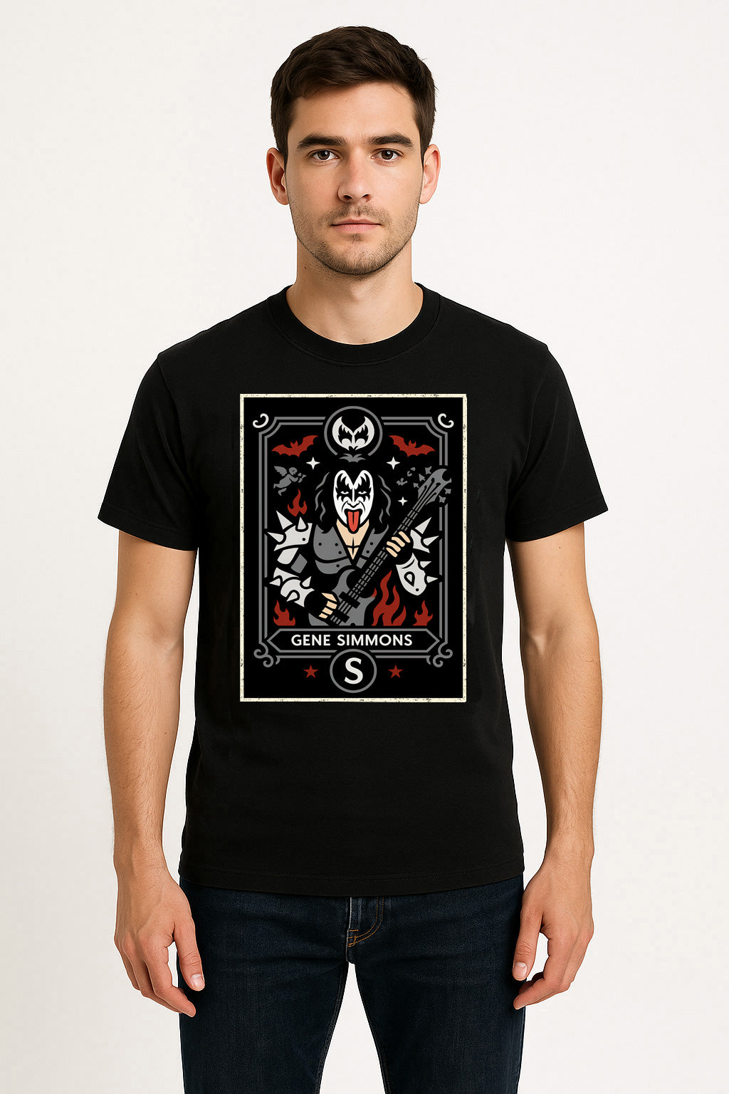KISS Gene Simmons Retro Rock Unisex T-Shirt Classic Band Merch Tee