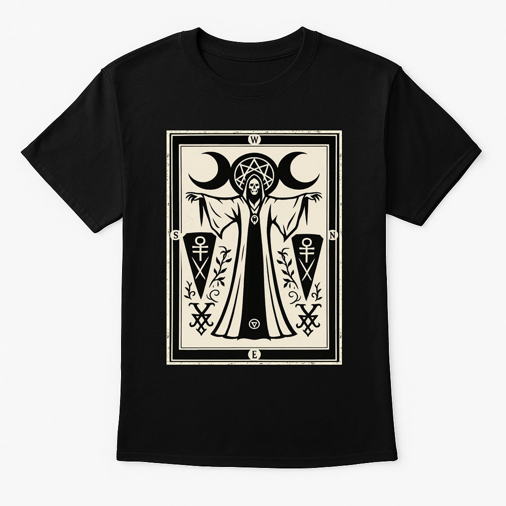 Occult Compass Unisex T-Shirt Triple Moon Gothic Symbol Tee