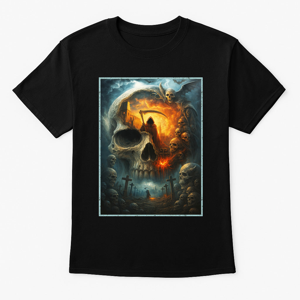 Skull Cathedral Unisex T-Shirt Apocalyptic Horror Art Tee