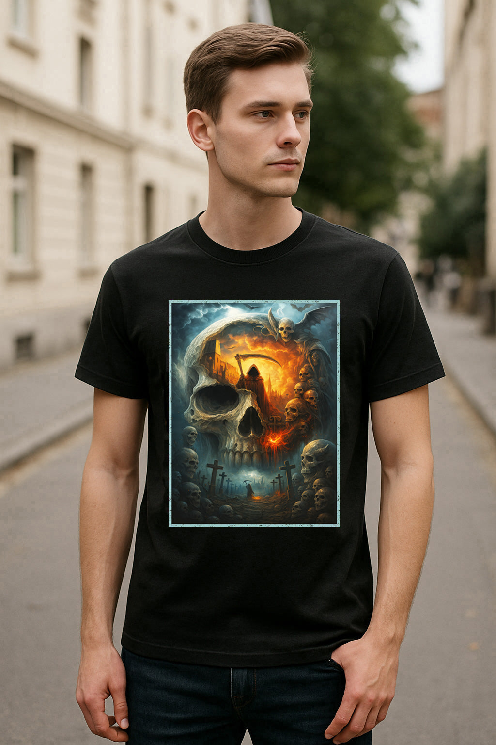 Skull Cathedral Unisex T-Shirt Apocalyptic Horror Art Tee