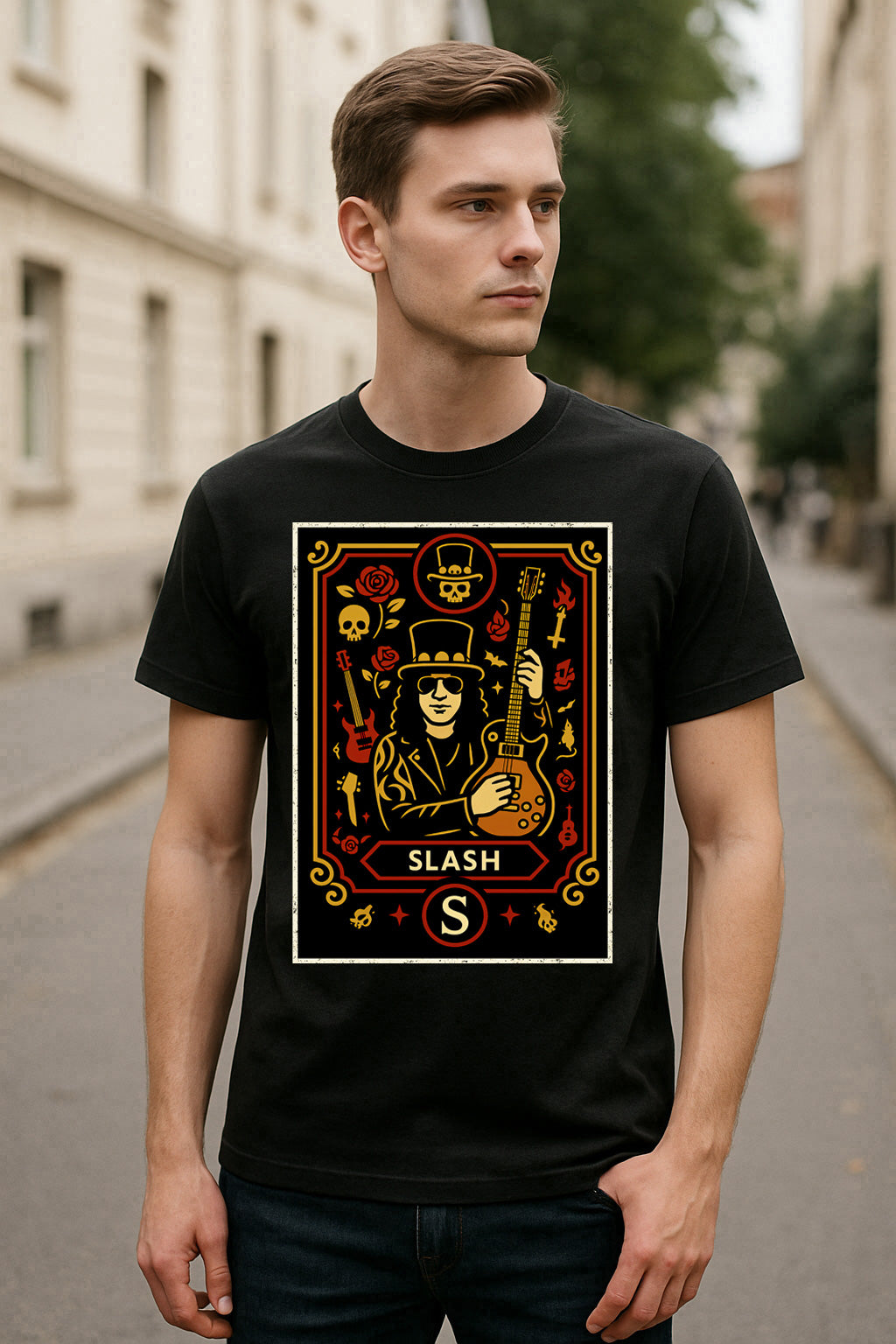 Guns N’ Roses Slash Retro Rock Guitar Legend Unisex T-Shirt Classic Rock Tee