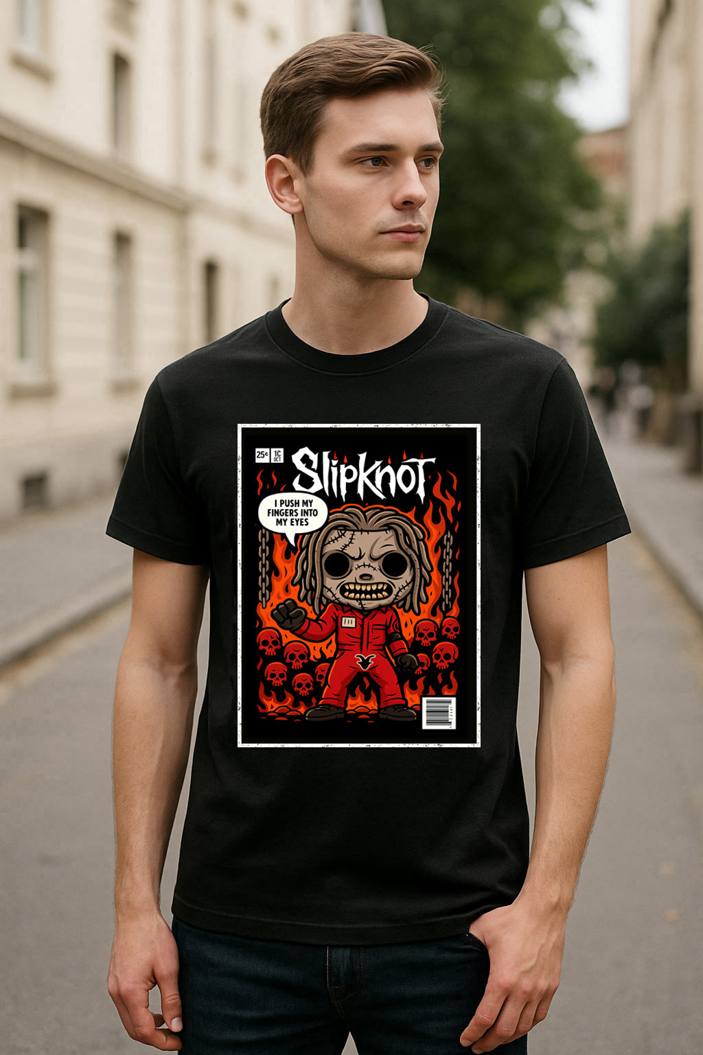 Slipknot “Duality” Unisex T-Shirt – Heavy Metal Band Comic Edition Fiery Artwork Graphic Tee