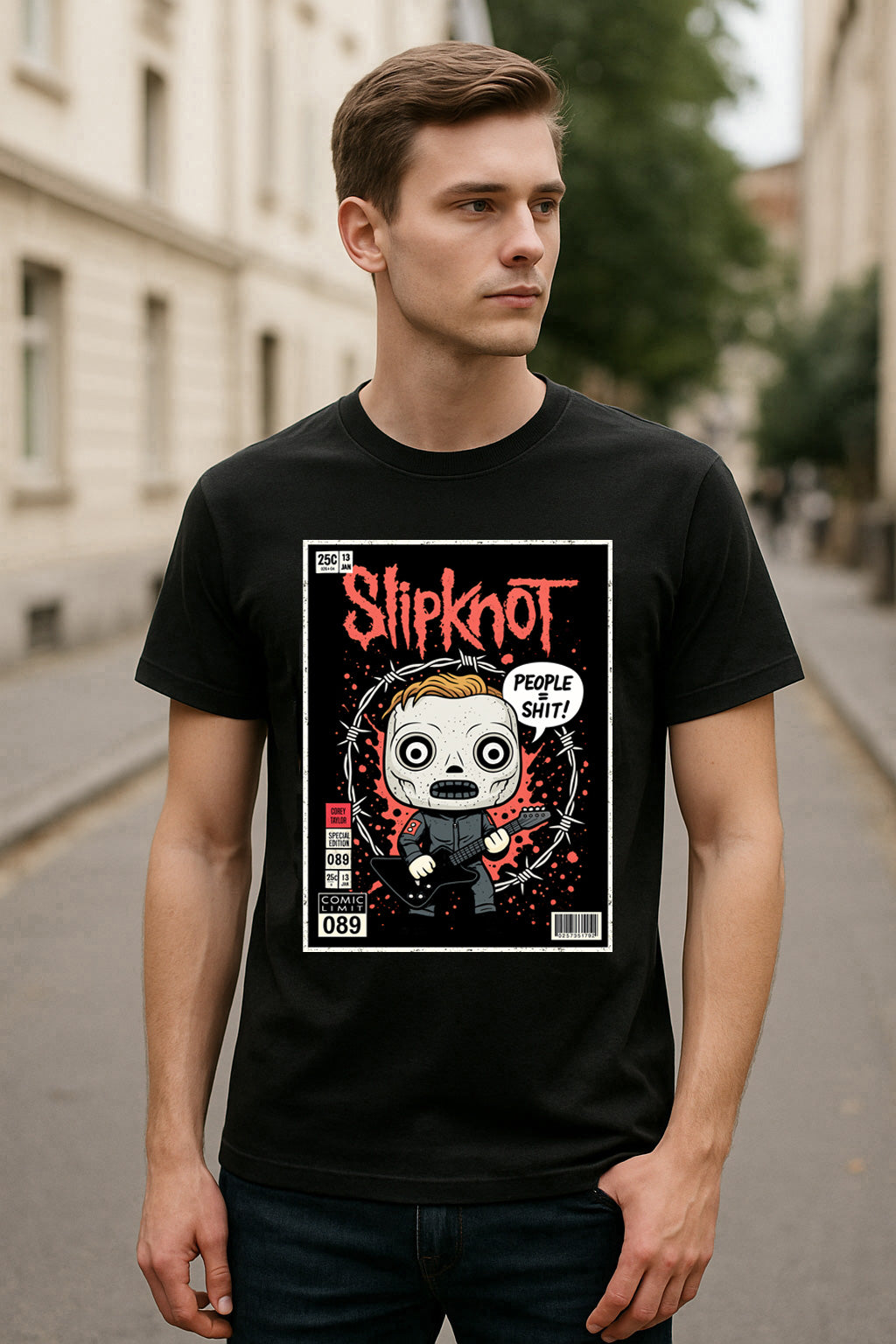 Slipknot “People” Unisex T-Shirt – Heavy Metal Band Comic Edition Graphic Tee