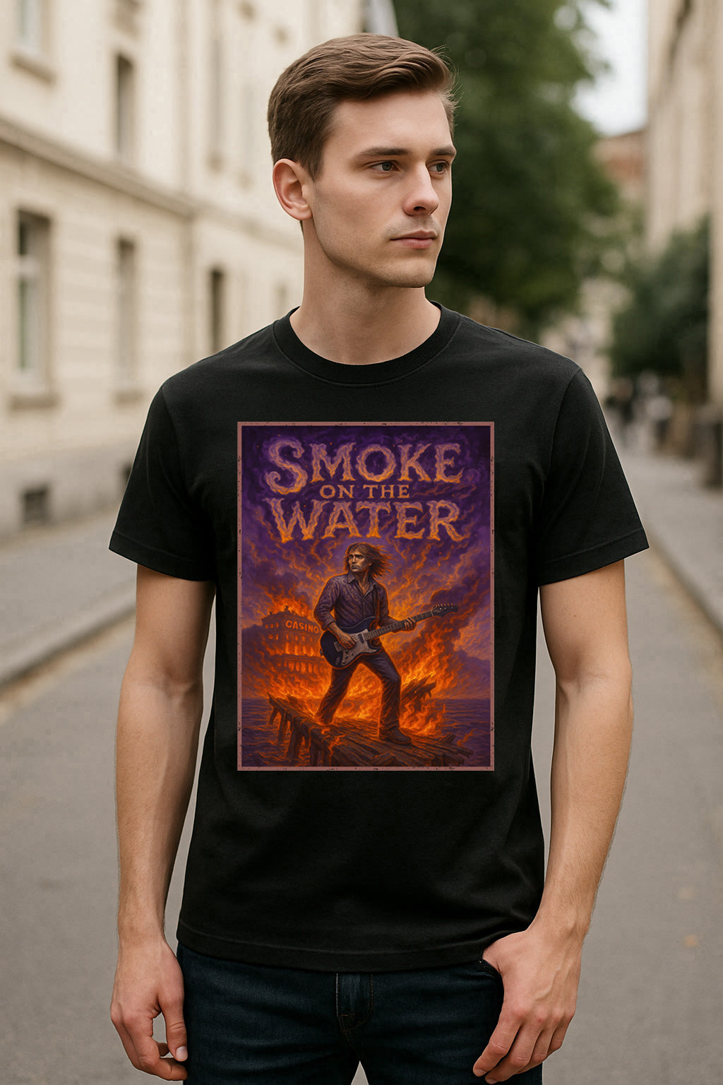 Deep Purple – Smoke on the Water Unisex T-Shirt Classic Rock Band Merch Tee