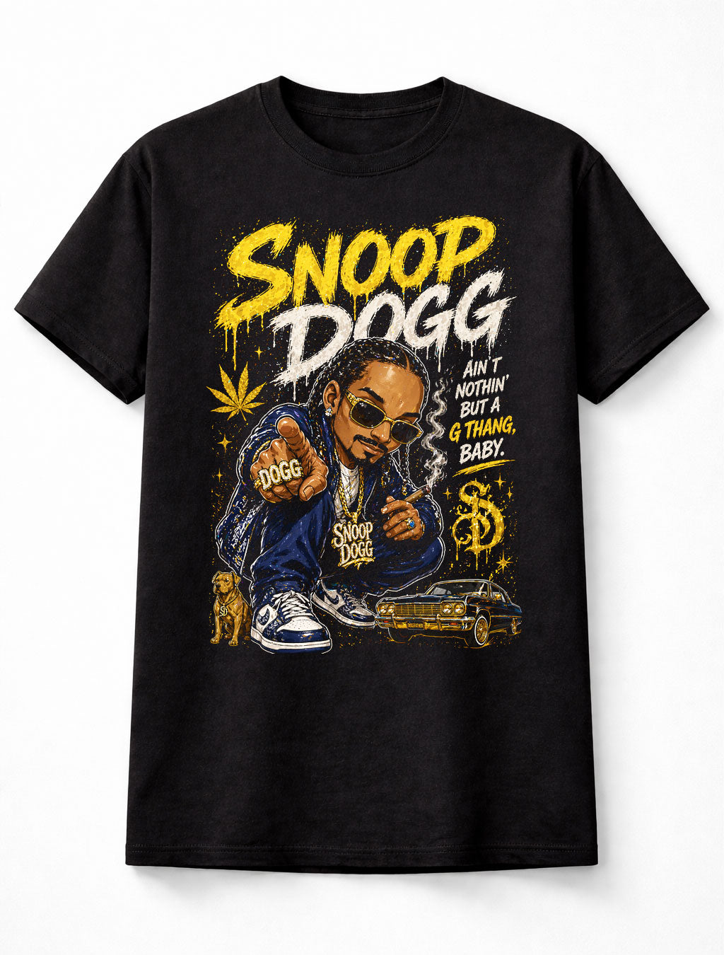 Snoop Dogg Ain’t Nothin But A G Thang Graphic T-Shirt Hip Hop Rap Music Fan Tee West Coast Lyrics Shirt Adult & Kids Unisex T-Shirt