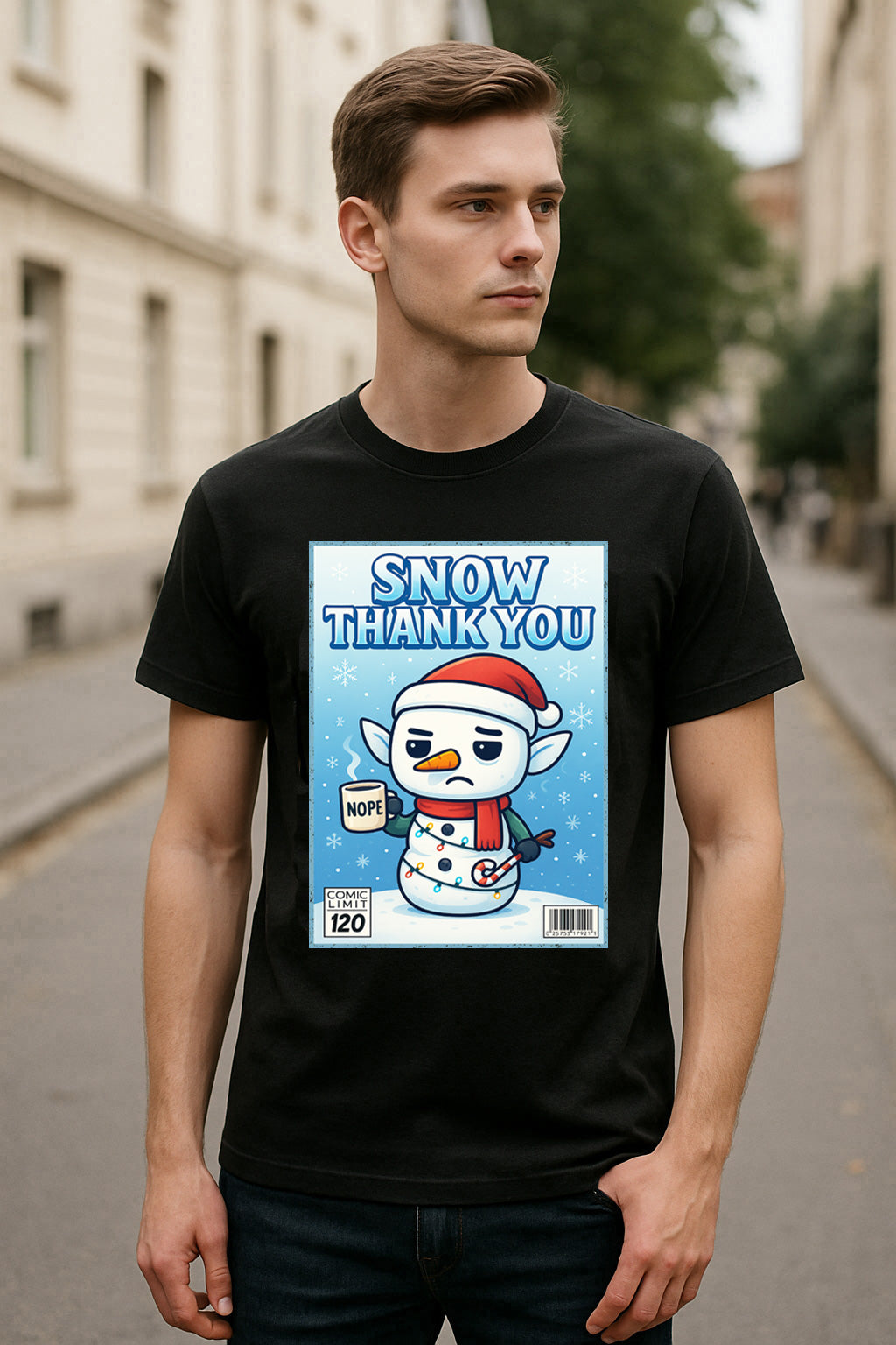Snow Thank You Funny Christmas Unisex Christmas T-Shirt or Hoodie
