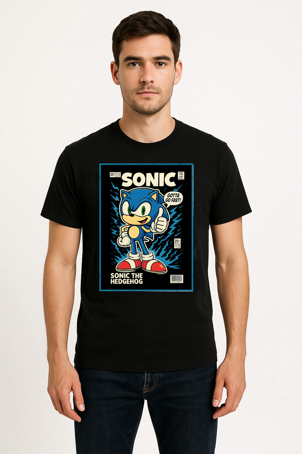 Sonic the Hedgehog Unisex Comic T-Shirt – Classic Retro Speedster Gamer Tee
