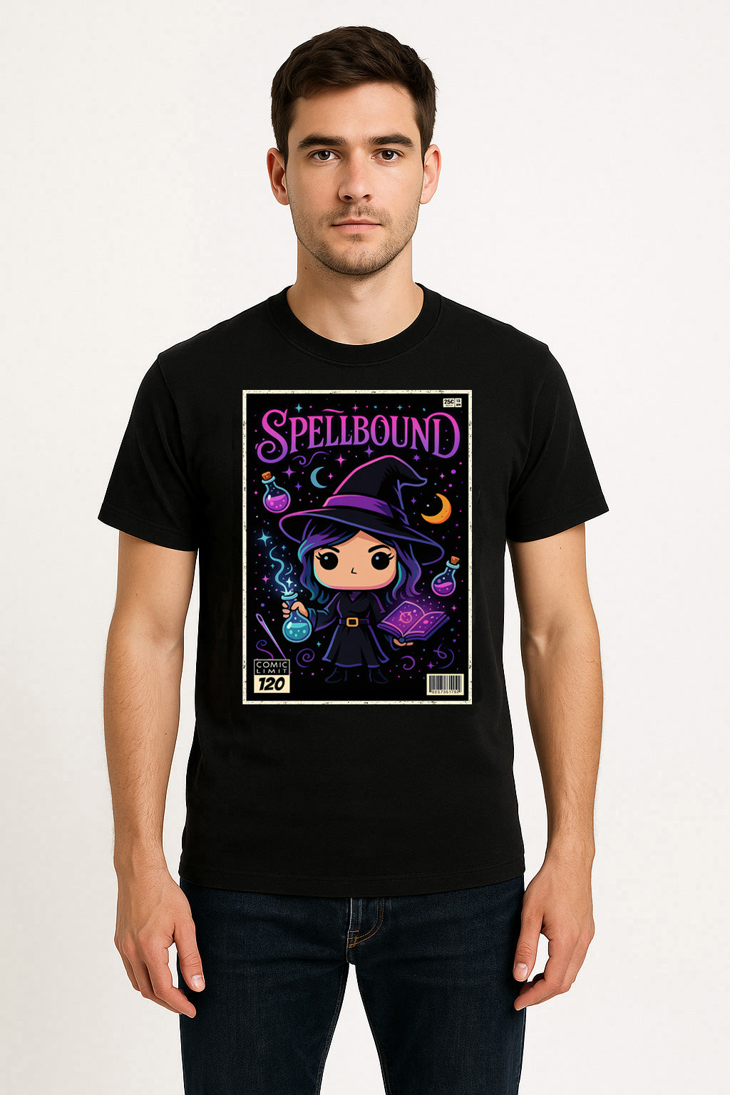 Spellbound Witch Unisex T-Shirt Retro Comic Halloween Tee