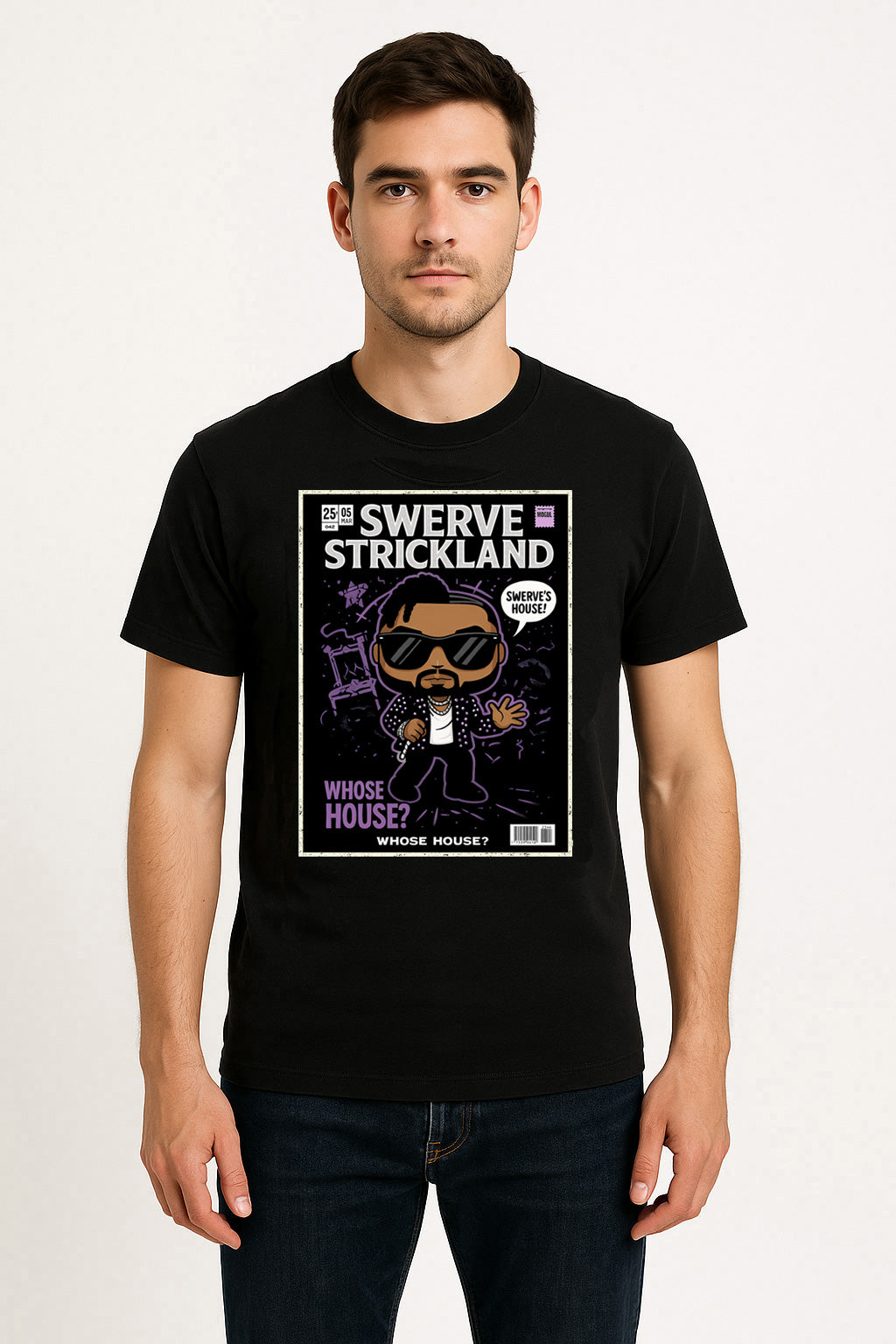 Swerve Strickland “Whose House?” Pop Comic Wrestling Unisex T-Shirt Swerve’s House Edition
