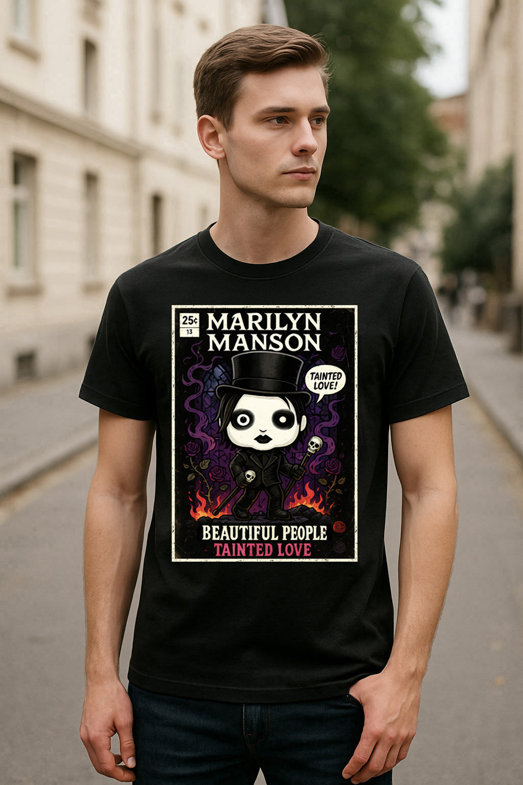 Marilyn Manson Tainted Love Goth Rock Funko Pop Style Unisex T-Shirt