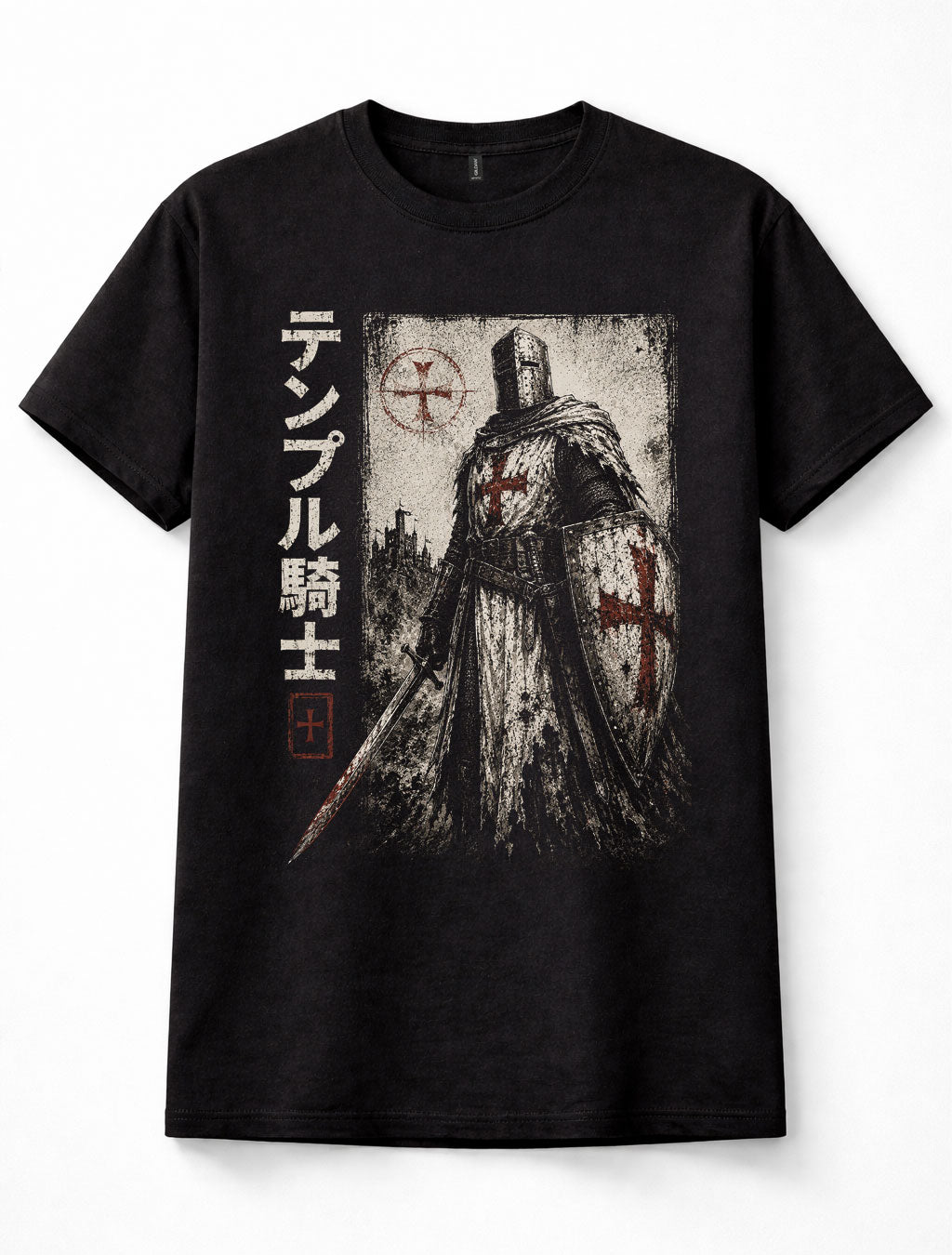 Knights Templar Crusader Medieval Knight Japanese Gothic Graphic Unisex T-Shirt