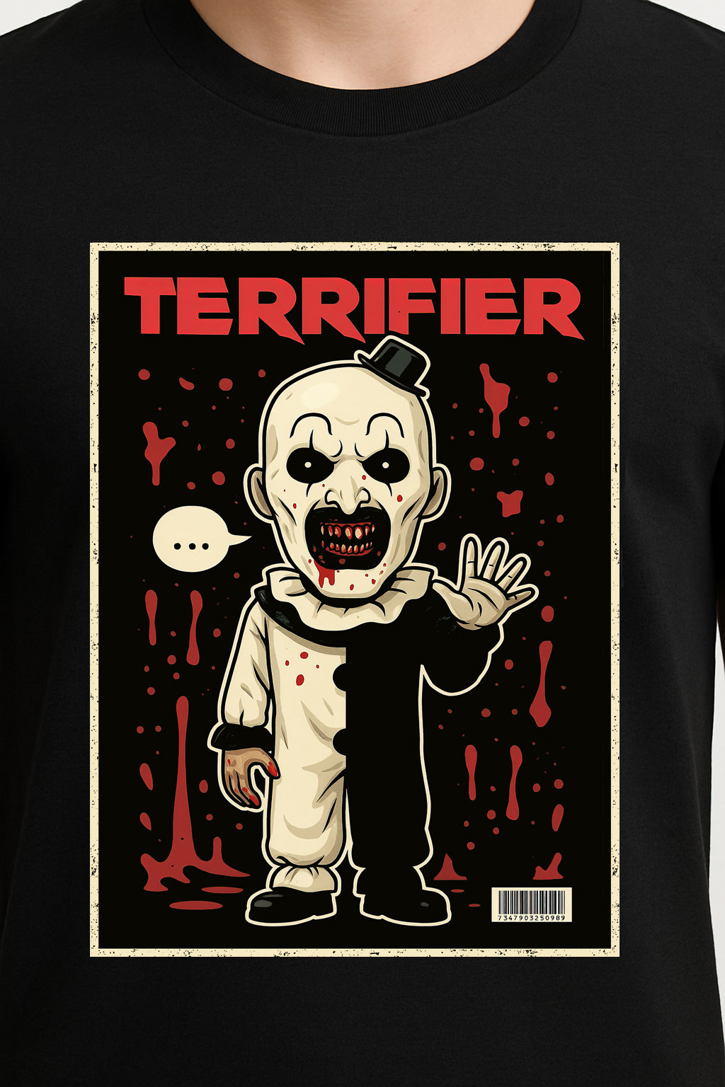 Art the Clown “Terrifier” Comic Style T-Shirt – Cult Horror Graphic Tee for Slasher Movie Fans