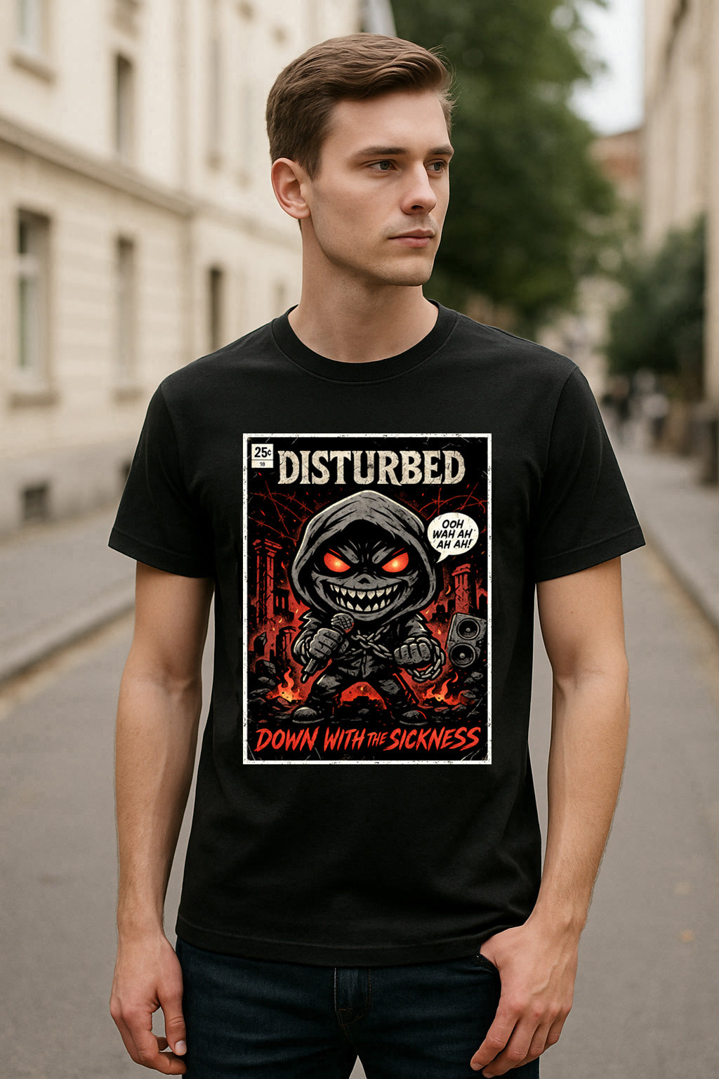 Disturbed “Down With The Sickness” Unisex T-Shirt – Inspired Heavy Metal Band Graphic Tee