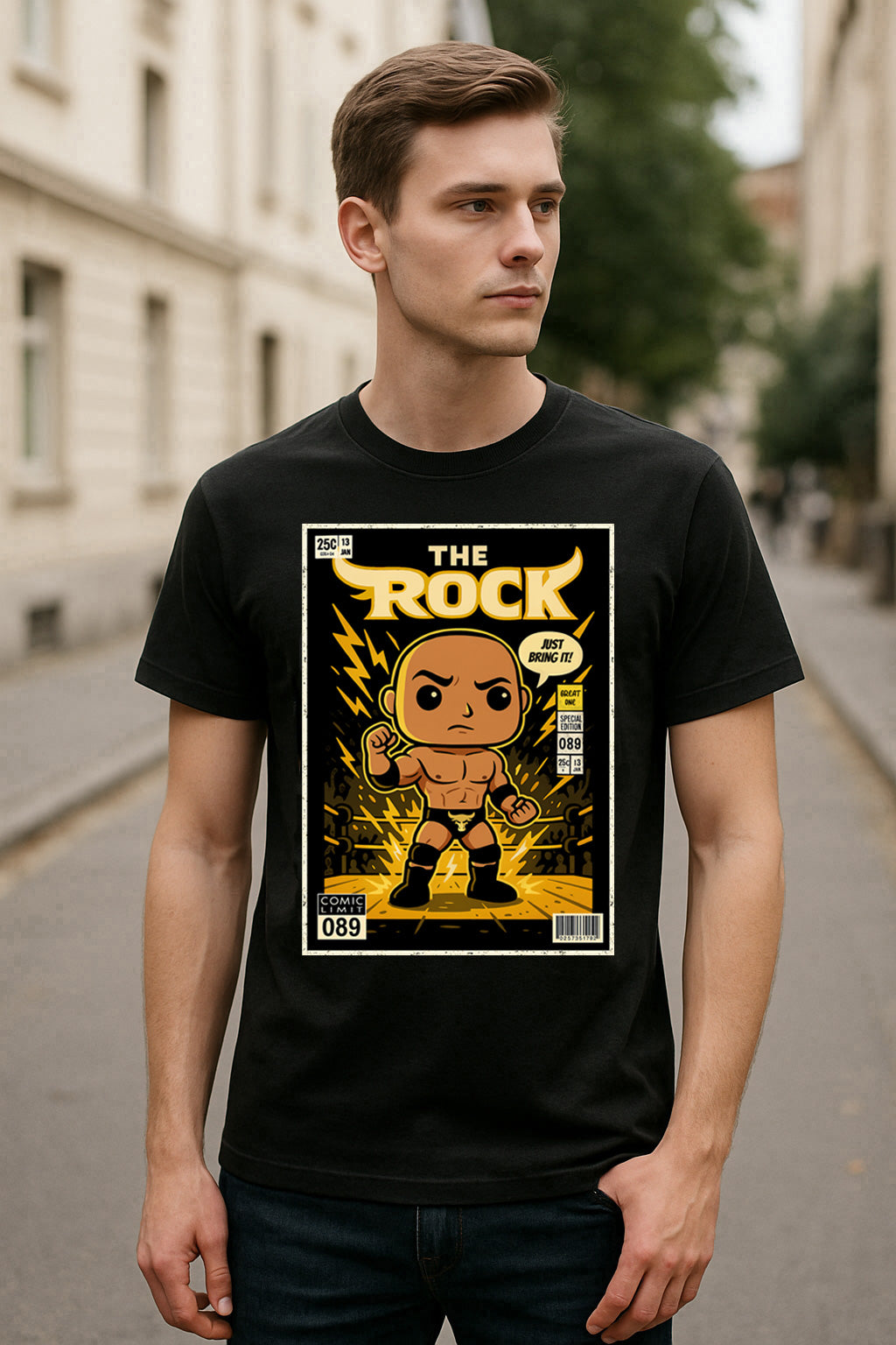 The Rock “Just Bring It” Pop Comic Wrestling Unisex T-Shirt People’s Champ Edition