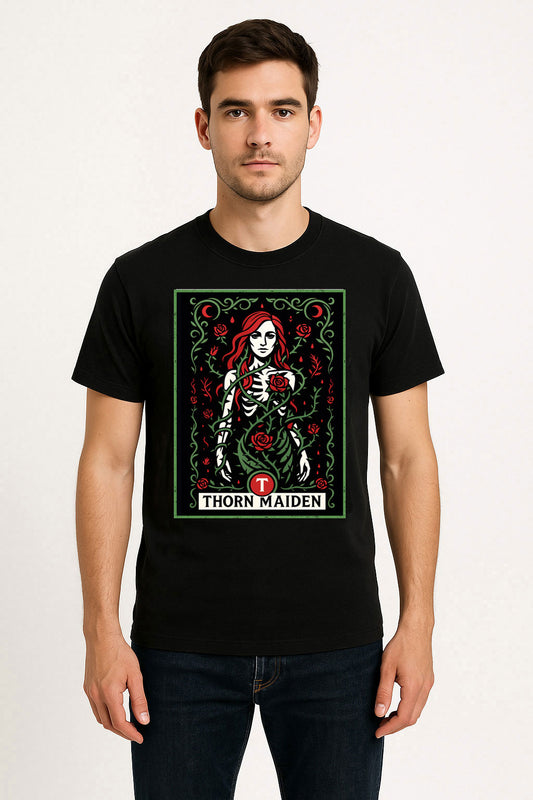 Thorn Maiden Gothic Rose Skeleton Dark Botanical Alternative Unisex T-Shirt