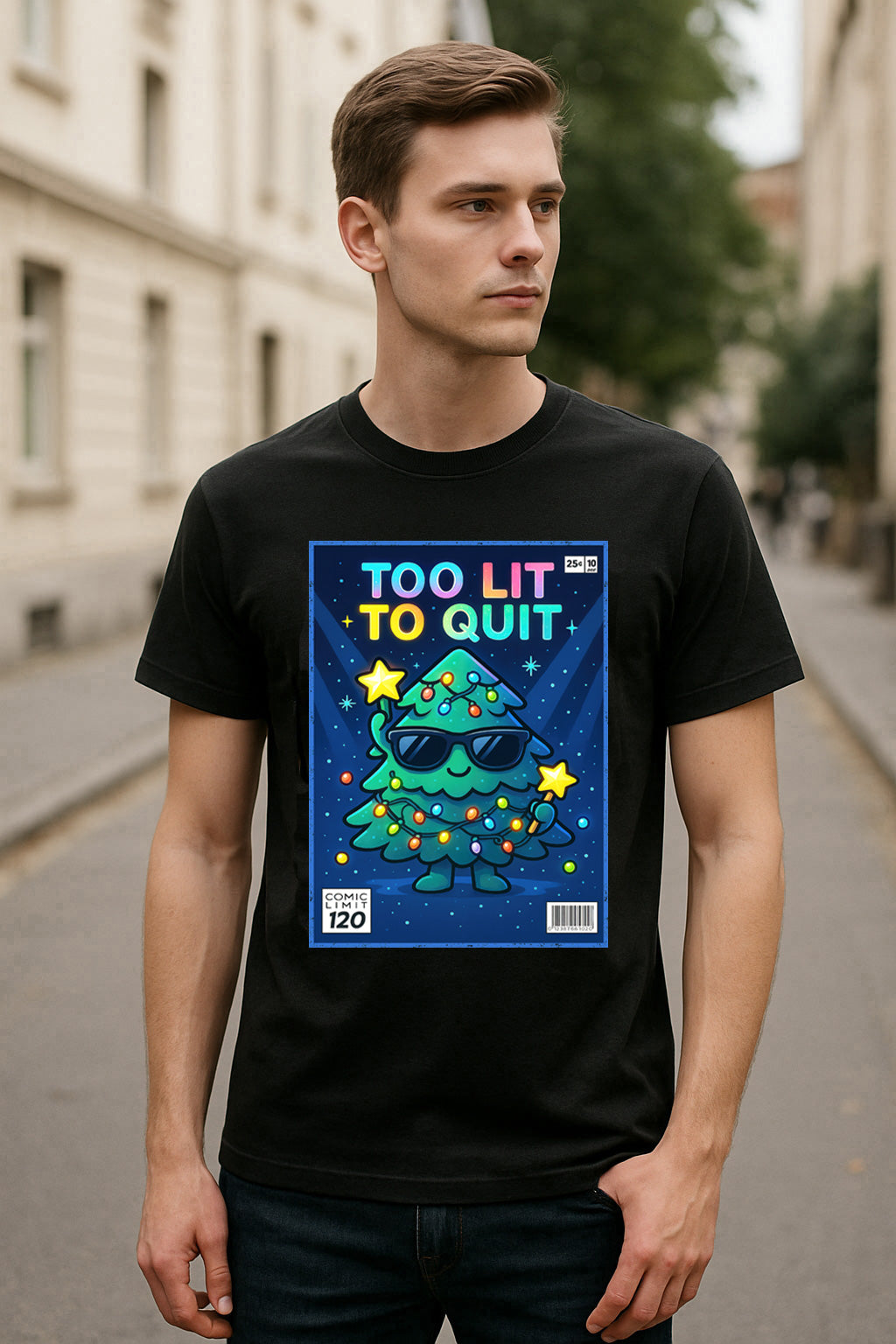 Too Lit To Quit Christmas Tree Unisex Christmas T-Shirt or Hoodie