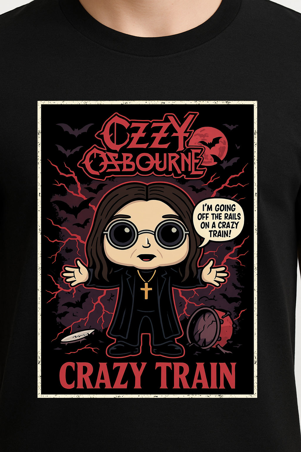 Ozzy Osbourne “Crazy Train” Unisex T-Shirt – Classic Heavy Metal Comic Edition Graphic Tee