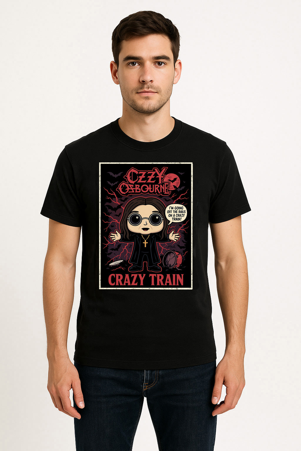 Ozzy Osbourne “Crazy Train” Unisex T-Shirt – Classic Heavy Metal Comic Edition Graphic Tee