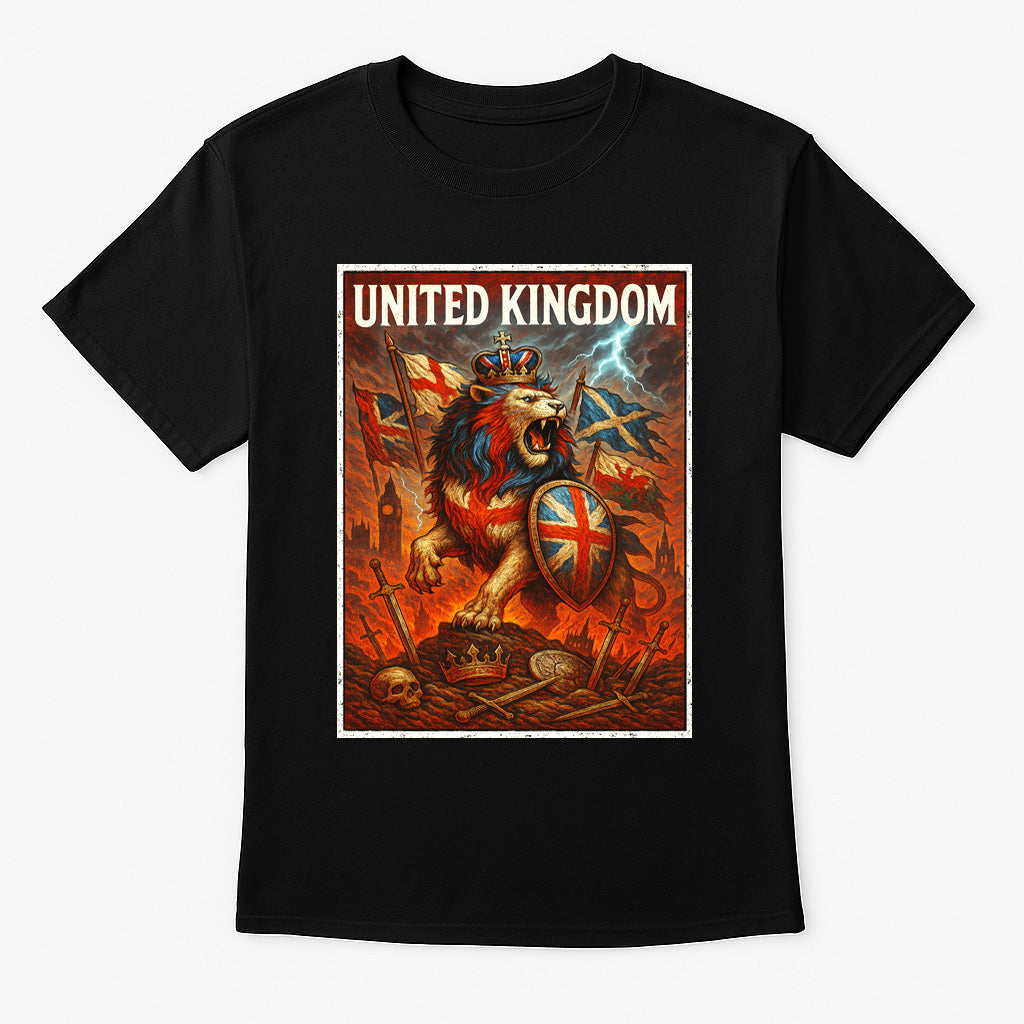 United Kingdom Lion Unisex T-Shirt British Pride Fantasy Battle Warrior Tee