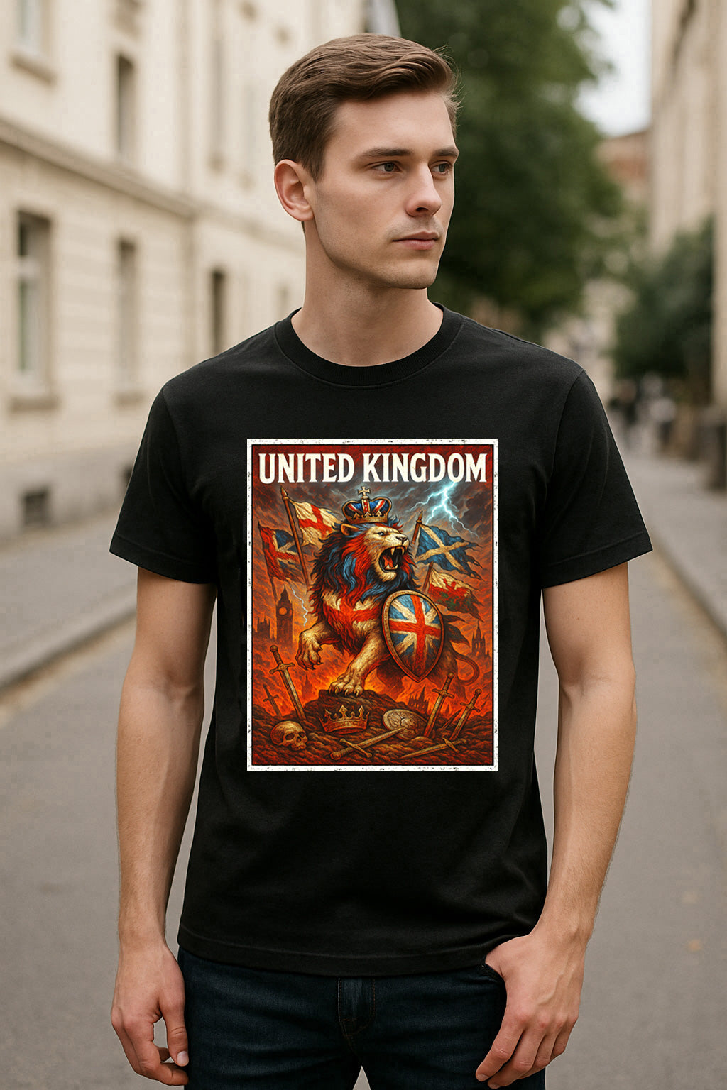 United Kingdom Lion Unisex T-Shirt British Pride Fantasy Battle Warrior Tee