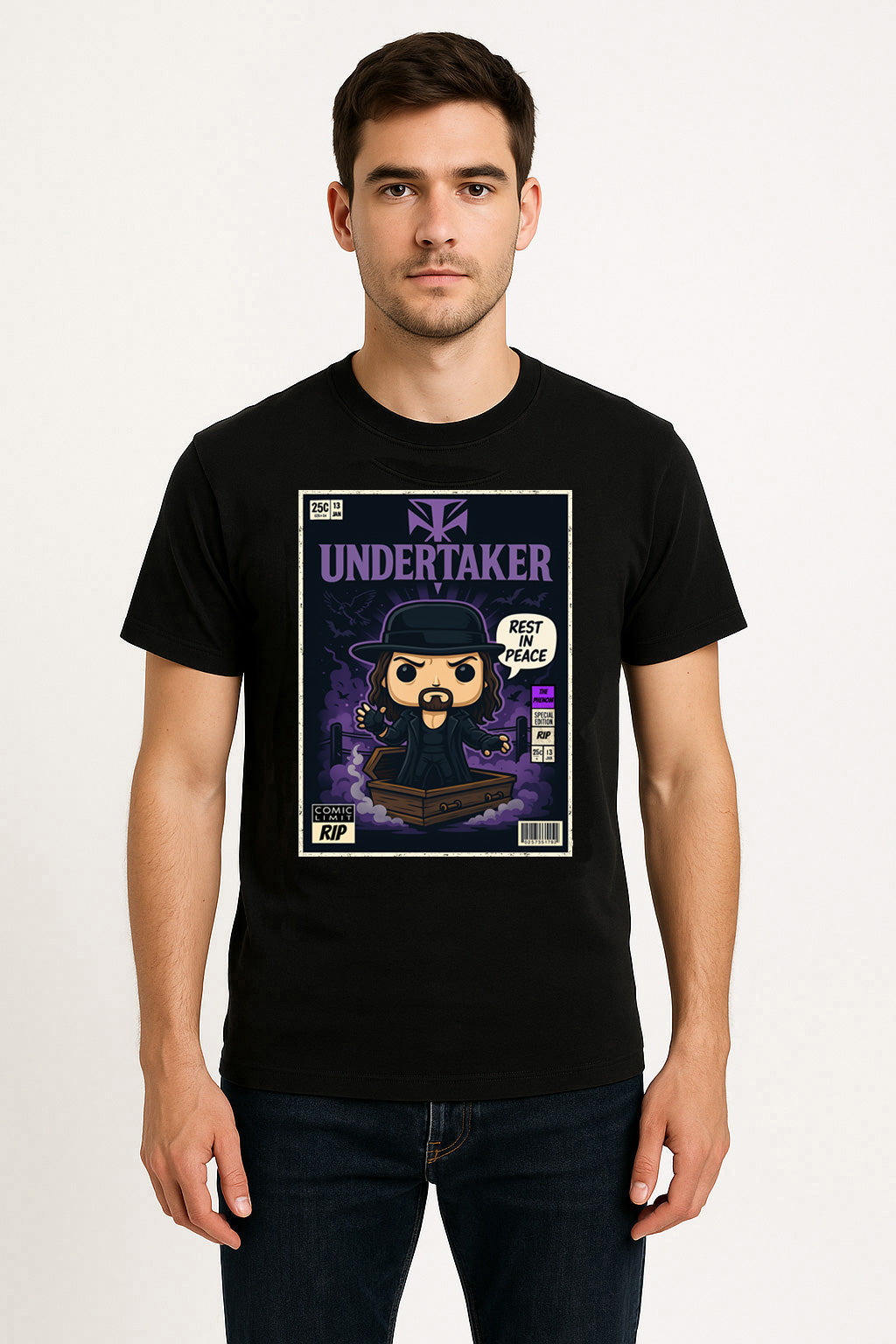 The Undertaker “Rest in Peace” Pop Comic Wrestling Unisex T-Shirt Deadman Rising Edition
