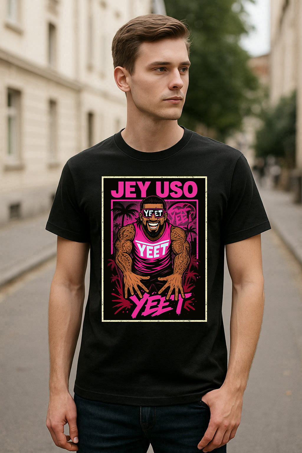 Jey Uso “YEET Island Vibes” Wrestling Unisex T-Shirt Pink Paradise Edition