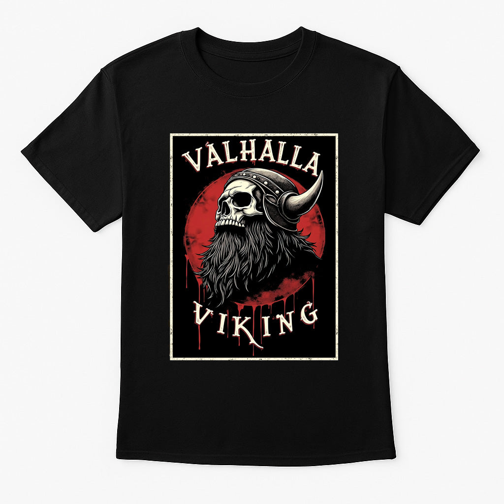 Valhalla Viking Unisex Norse Skull T-Shirt