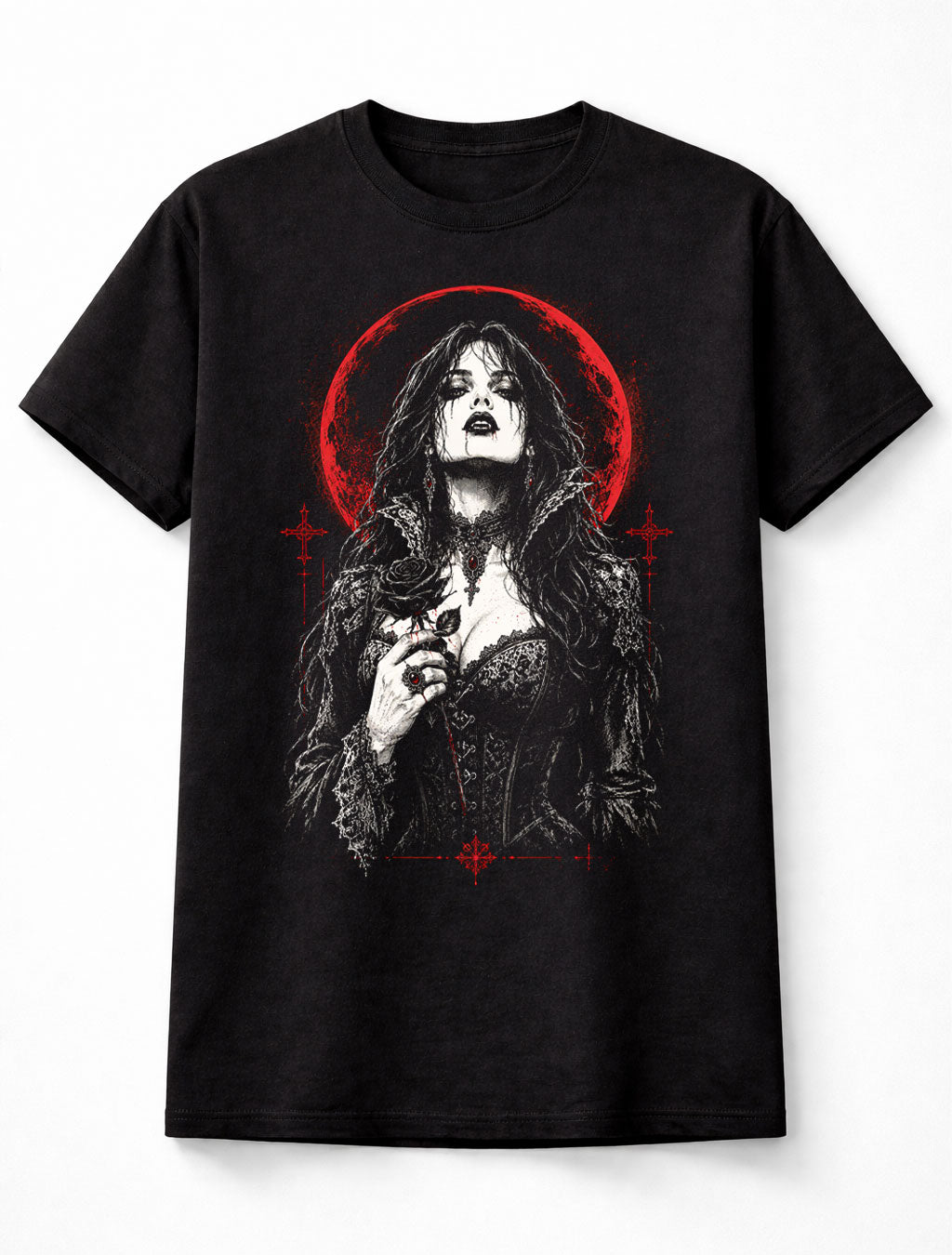 Vampire Queen Gothic Horror Blood Moon Dark Fantasy Unisex T-Shirt