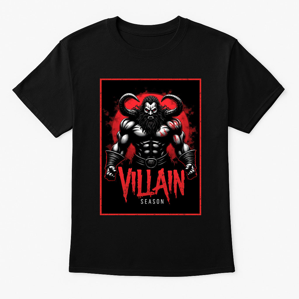 Villain Season Unisex T-Shirt – Dark Side Horned Demon Warrior Chaos Graphic Tee