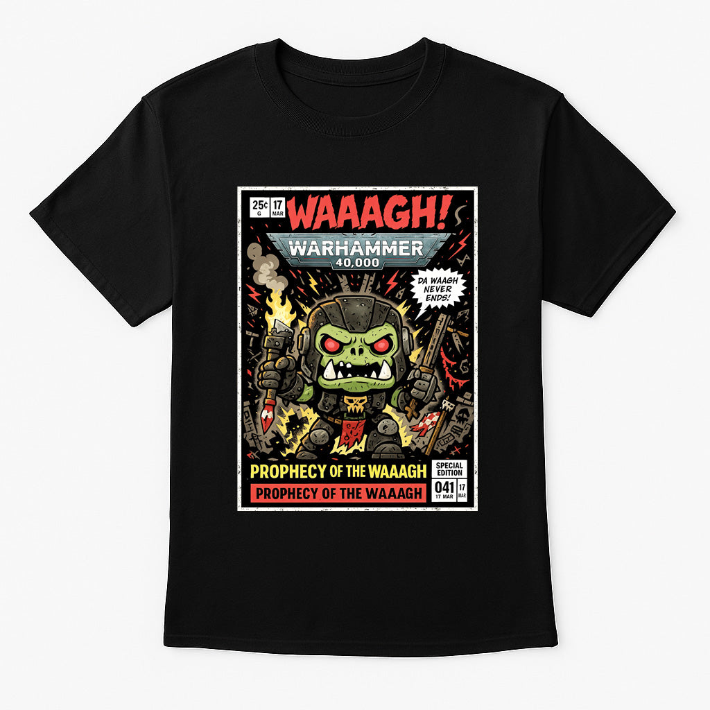 Warhammer 40K WAAAGH! Unisex T-Shirt – Prophecy of the Waaagh Retro Ork Warboss Graphic Tee