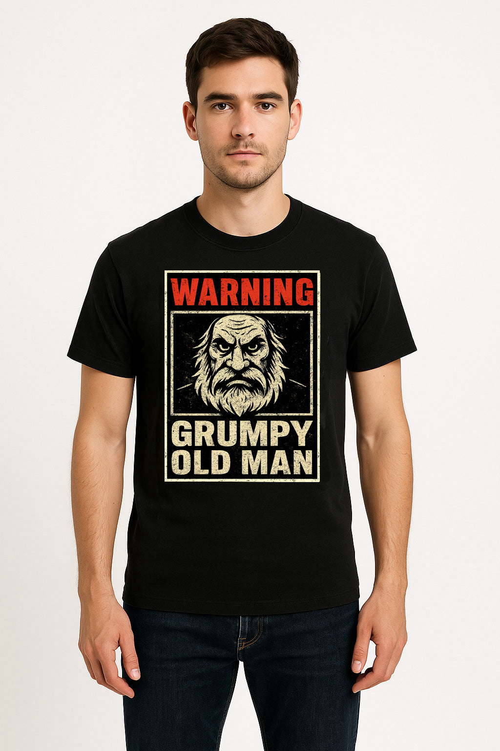 Warning: Grumpy Old Man Unisex T-Shirt – Funny Retro Sarcastic Angry Grandpa Graphic Tee