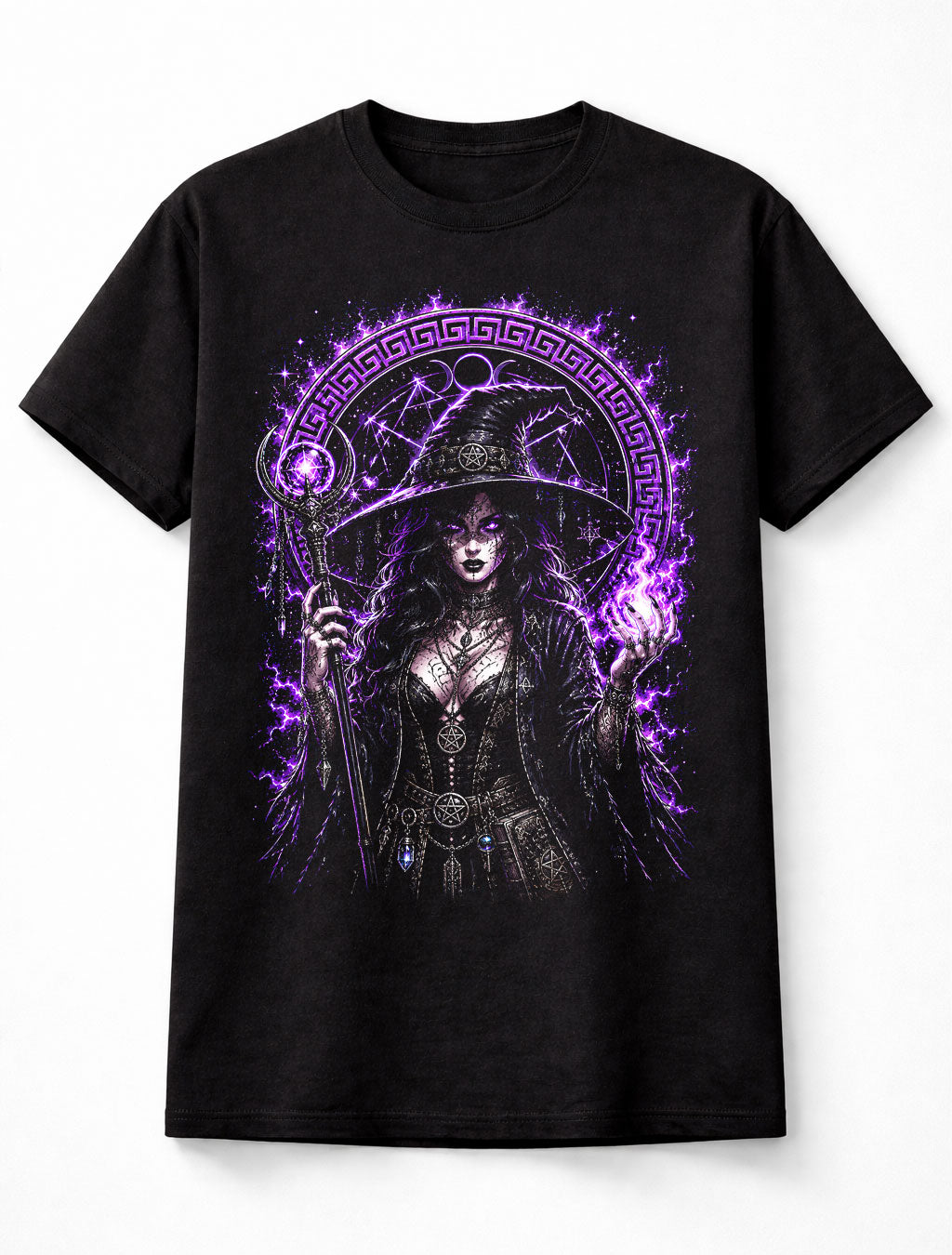 Witch Sorceress Occult Gothic Moon Magic Black Unisex T-Shirt