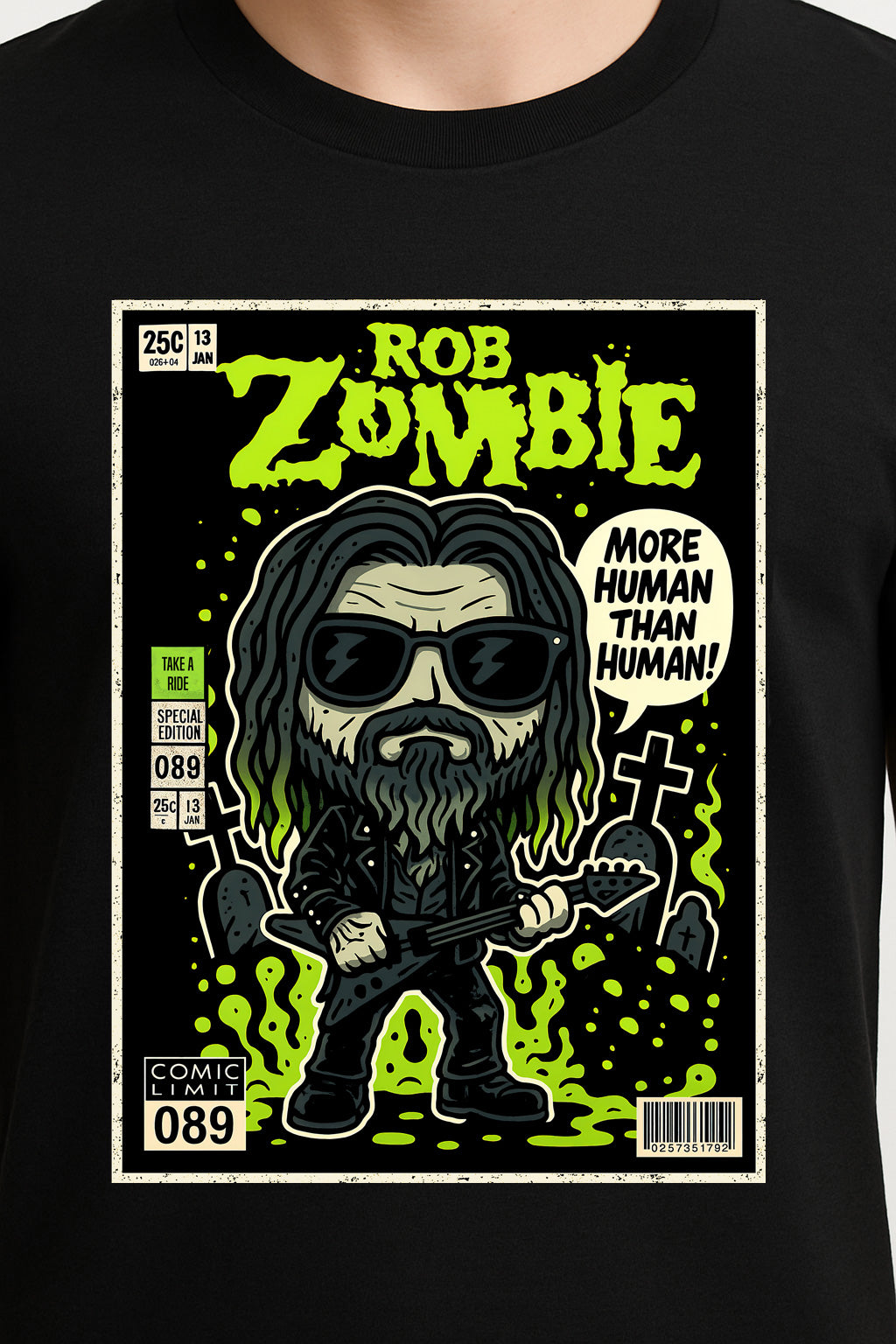 Rob Zombie “More Human Than Human” Unisex T-Shirt – Heavy Metal Band Comic Style Tee