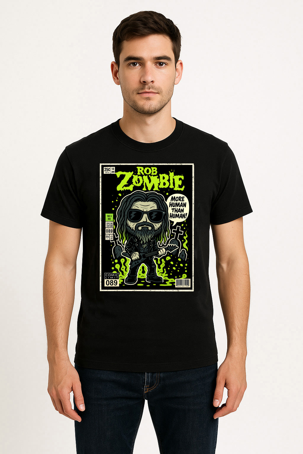 Rob Zombie “More Human Than Human” Unisex T-Shirt – Heavy Metal Band Comic Style Tee