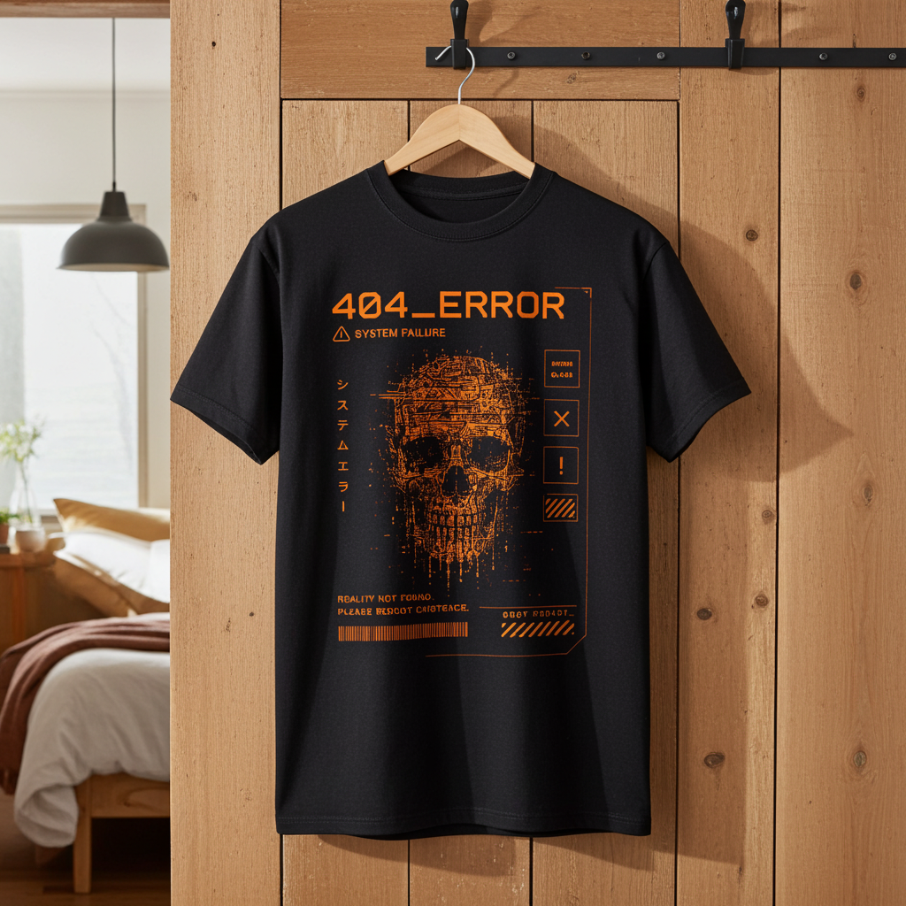 404 Error System Failure Cyber Skull Glitch Hacker Y2K Unisex T-Shirt