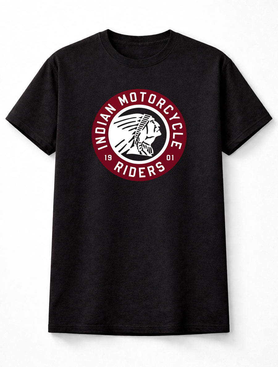 Indian Motorcycle Riders 1901 Logo Graphic Unisex Biker Motorbike Black T-Shirt