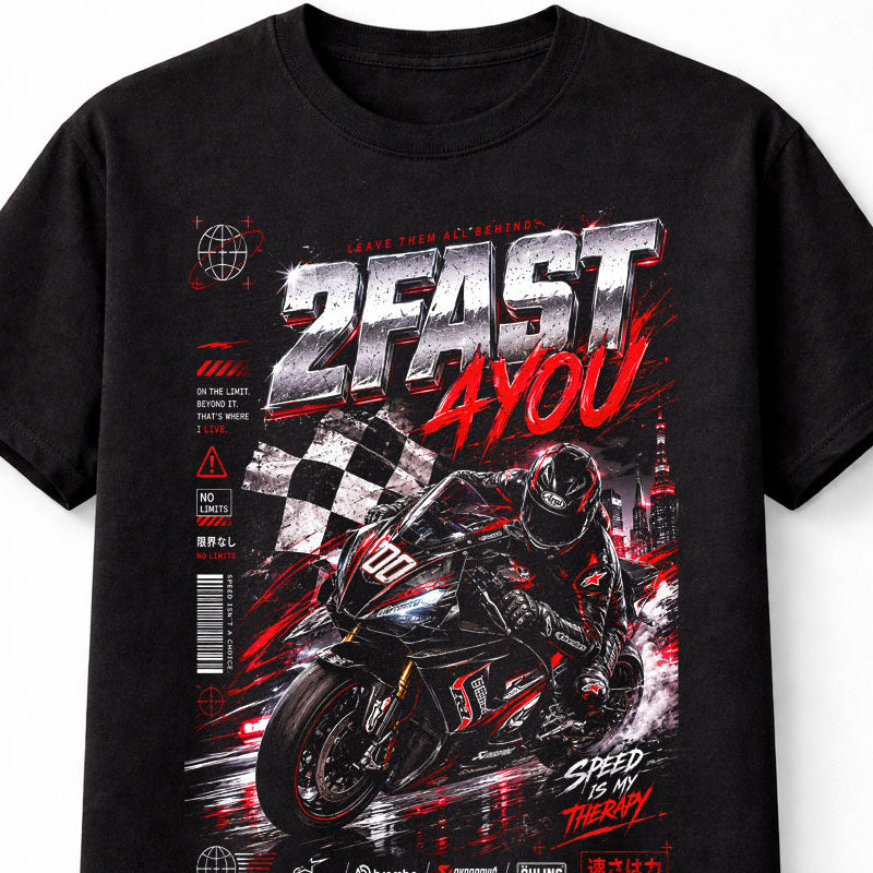 2 Fast 4 You Racing Bike Y2K JDM Graphic Unisex T-Shirt