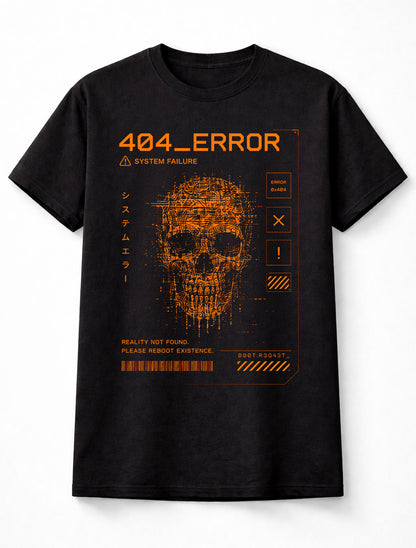404 Error System Failure Cyber Skull Glitch Hacker Y2K Unisex T-Shirt