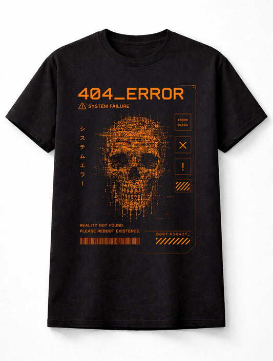 404 Error System Failure Cyber Skull Glitch Hacker Y2K Unisex T-Shirt