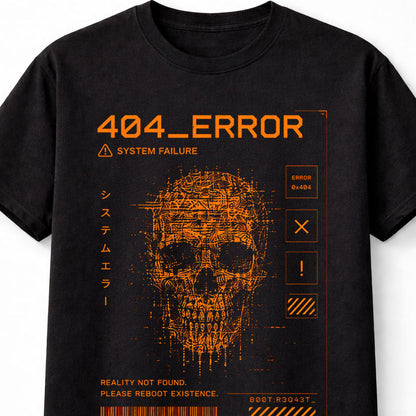 404 Error System Failure Cyber Skull Glitch Hacker Y2K Unisex T-Shirt