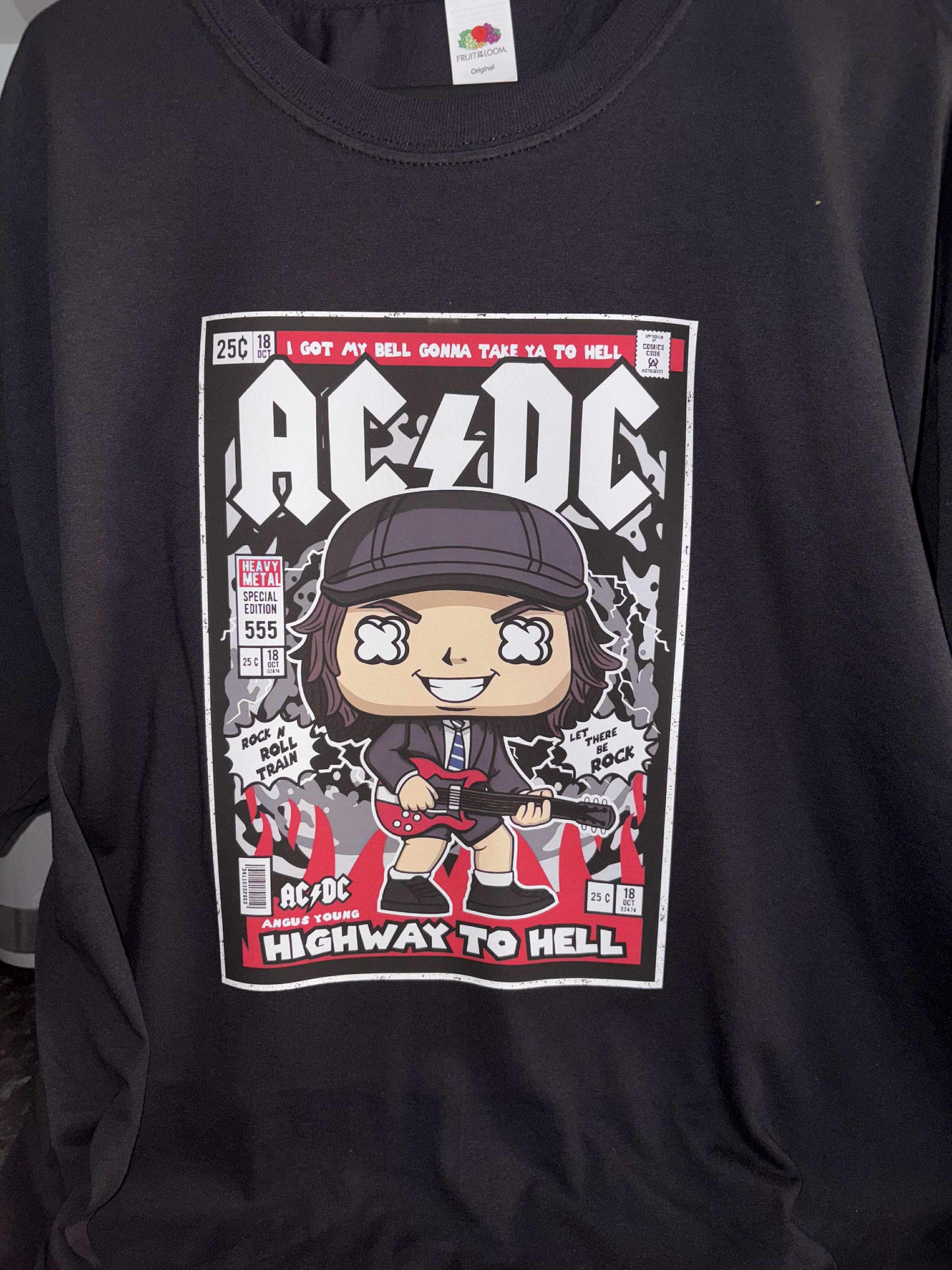 AC/DC Brian Johnson Angus Young Highway to Hell Rock & Roll Train Adults & Kids Unisex T-Shirt