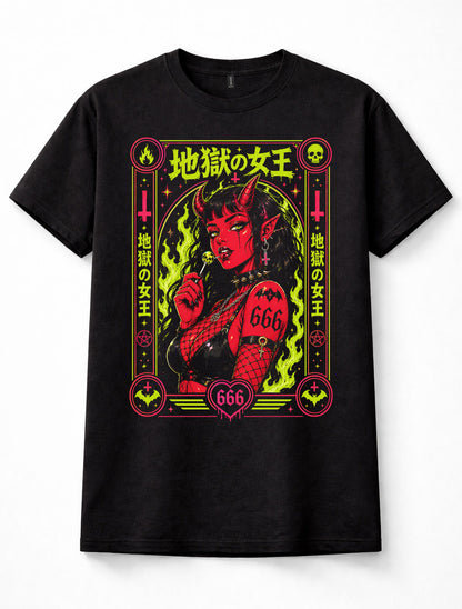 Japanese Demon Girl 666 Devil Queen Gothic Occult Graphic Unisex T-Shirt