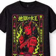 Japanese Demon Girl 666 Devil Queen Gothic Occult Graphic Unisex T-Shirt