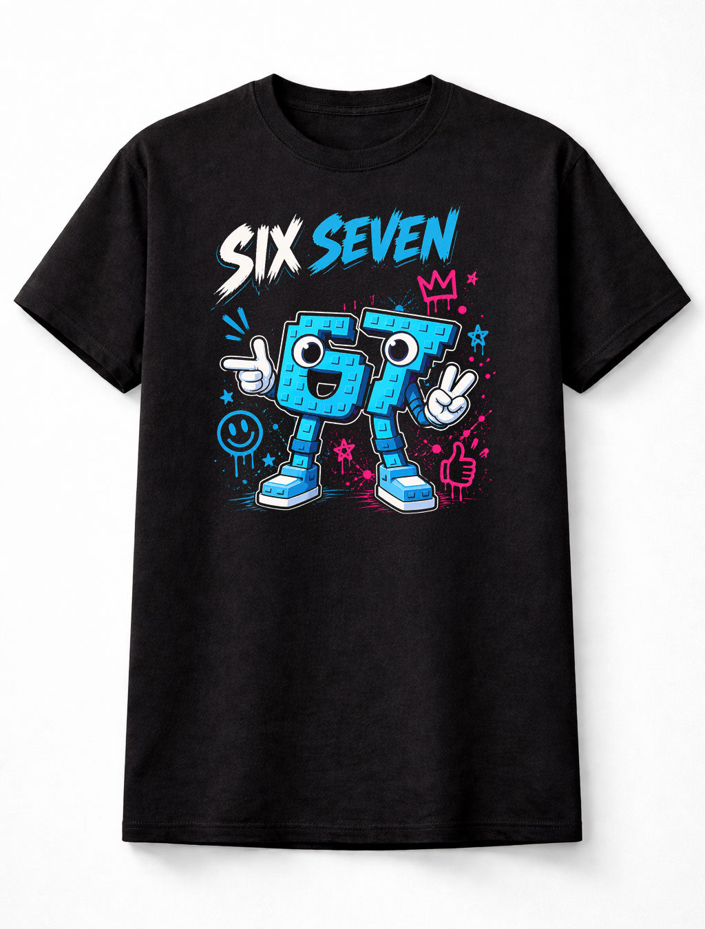 67 Meme Character Graffiti Cartoon Gaming Graphic Unisex T-Shirt
