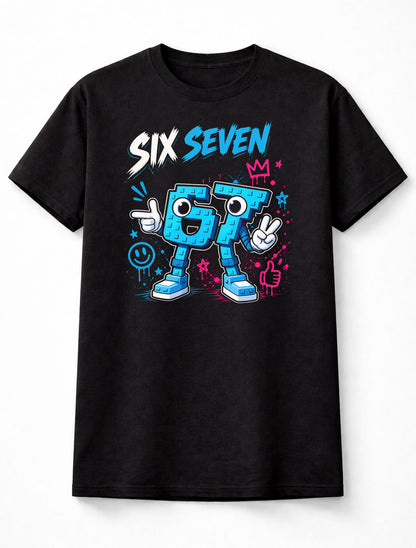 67 Meme Character Graffiti Cartoon Gaming Graphic Unisex T-Shirt