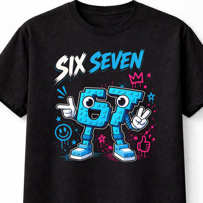 67 Meme Character Graffiti Cartoon Gaming Graphic Unisex T-Shirt