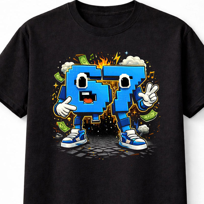 67 Meme Character Cartoon Gaming Viral Graphic Unisex T-Shirt