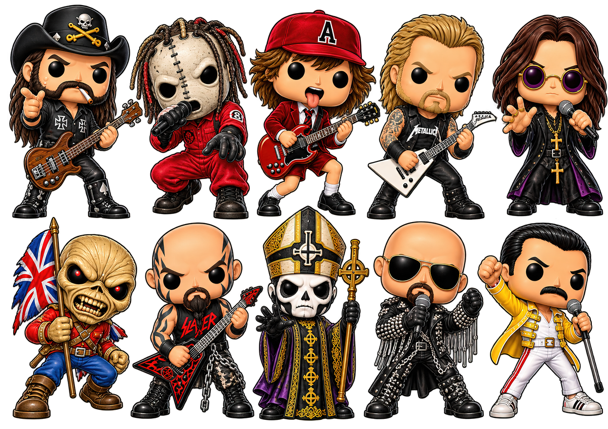 Rock & Metal UV Film 10 Sticker Sheet - Lemmy Slipknot AC/DC Trooper Ghost Queen