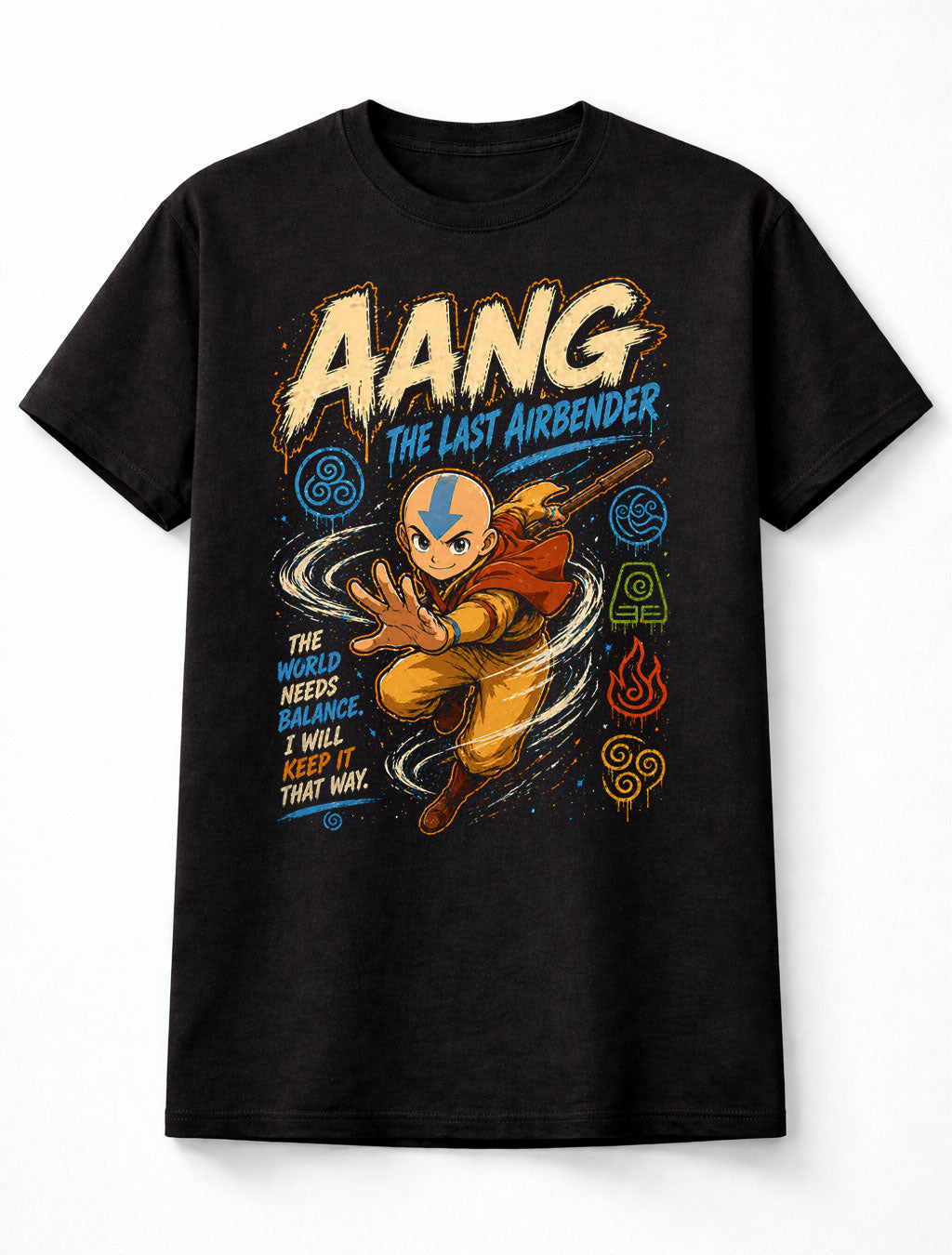 Aang Avatar The Last Airbender Anime Graphic Cotton Tee Adults & Kids Unisex T-Shirt